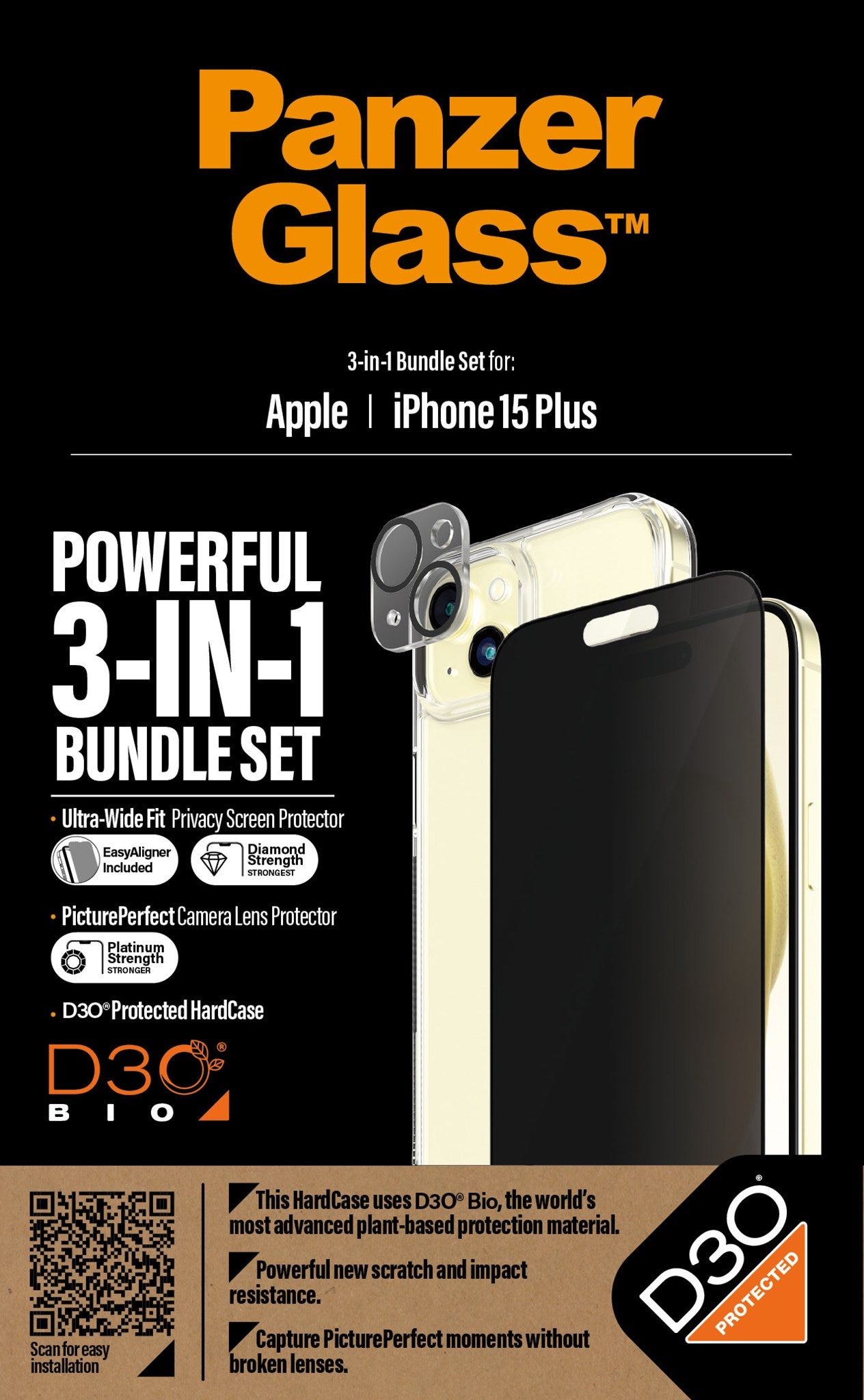 PanzerGlass® Privacy 3-in-1 Set iPhone 15 Plus